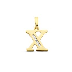 Goud Hanger Letter X Zirkonia 14 karaats