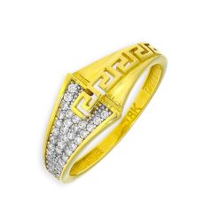 Gouden Damesring Griekse Tekens Zirkonia 18 karaats