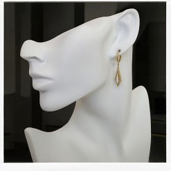 Alternative view of Gouden Hang Oorbellen 41 mm 8 mm Ruit Zirkonia 14 karaats