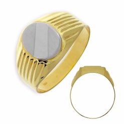 Gouden Herenring Zegelring Bicolor 14 karaats