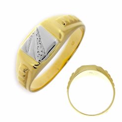 Gouden Herenring Zegelring Bicolor 14 karaats