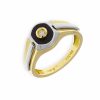 Gouden Herenring Zegelring Bicolor Onyx Zirkonia 14 karaats