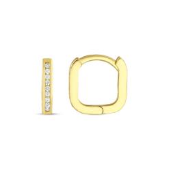 Gouden Klap Oorbellen 12 mm 2 mm Zirkonia 14 karaats
