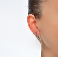 Gouden Klap Oorbellen 13 mm 2 mm Zirkonia 14 karaats