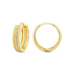 Gouden Klap Oorringen 16 mm 4.5 mm Zirkonia 14 karaats