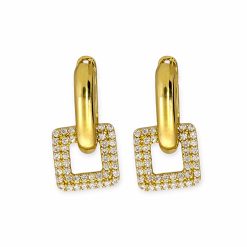 Gouden Klap Oorringen Fantasie 21 mm 10 mm Zirkonia 14 karaats