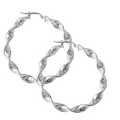 Zilveren Wokkel Oorringen 50 mm 5.5 mm Griekse tekens