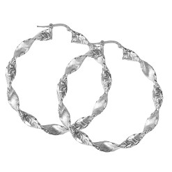 Zilveren Wokkel Oorringen 50 mm 5.5 mm Griekse tekens MatPoli