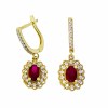 Gouden Oorhanger 26 mm 9.5 mm Robijn Zirkonia 14 karaats