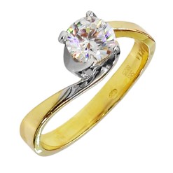 Gouden Solitair Ring met Zirkonia 14 karaats