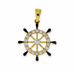 Gouden Stuurwiel Hanger 23 mm 17 mm 14 karaats