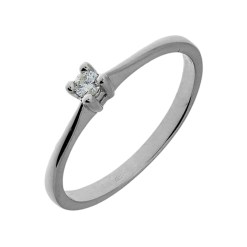 Witgouden Solitaire Ring 0.063 ct Diamant Verloving Aanzoek 14 karaats