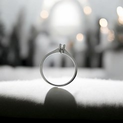 Alternative view of Witgouden Solitaire Ring | 0.063 ct Diamant | Verloving | Aanzoek | 14 karaats