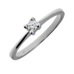 Witgouden Solitaire Ring 0.107 ct Diamant Verloving Aanzoek 14 karaats