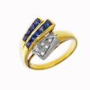 0.035ct Diamant Gouden Damesring Fantasie Saffier 14 karaats