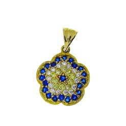 Gouden Boze Oog Hanger Zirkonia Bloem 14 karaats