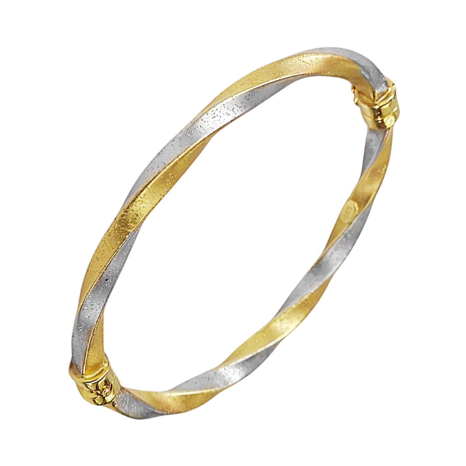 Bicolor Gouden Bangle 59 mm 5.2 mm 14 karaats 3 Bicolor Gouden Bangle 59 mm 5.2 mm 14 karaats