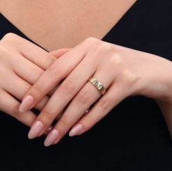 Alternative view of Gouden Damesring Fantasie 14 karaats