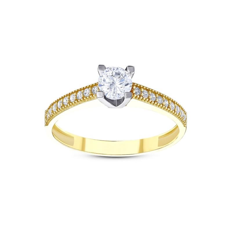 Gouden Damesring Solitaire Zirkonia 14 karaats 3 Gouden Damesring Solitaire Zirkonia 14 karaats