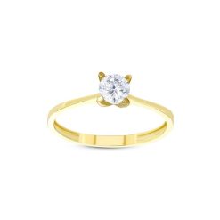 Gouden Damesring Solitaire Zirkonia 14 karaats