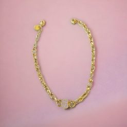 Alternative view of Gouden Armband 7 mm 20 cm Schakelarmband Zirkonia Hartje Fantasie 14 karaats