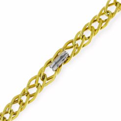 Gouden Bicolor Armband 6.5 mm 19.5 cm Schakelarmband Fantasie 14 karaats