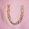 Gouden Tricolor Armband 7 mm 19.5 cm Schakelarmband Figaro 14 karaats 7 Gouden Tricolor Armband 7 mm 19.5 cm Schakelarmband Figaro 14 karaats