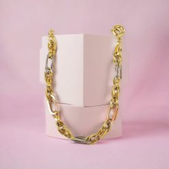 Gouden Tricolor Armband 7 mm 20 cm Schakelarmband Fantasie 14 karaats