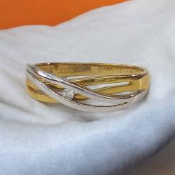Alternative view of Bicolor Gouden Damesring 0.03 ct Diamant 18 karaats