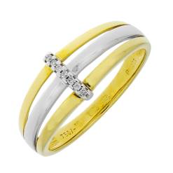 Bicolor Gouden Damesring 0.035 ct Diamant 18 karaats