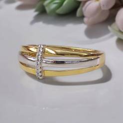 Alternative view of Bicolor Gouden Damesring 0.035 ct Diamant 18 karaats