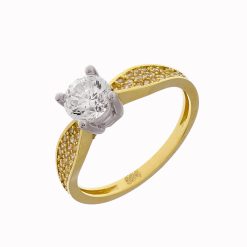 Gouden Damesring Solitaire Zirkonia 14 karaats