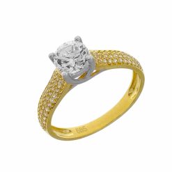 Gouden Damesring Solitaire Zirkonia 14 karaats