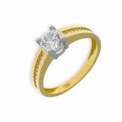 Gouden Damesring Solitaire Zirkonia 14 karaats