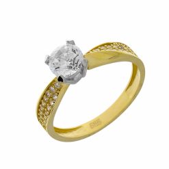 Gouden Damesring Solitaire Zirkonia 14 karaats