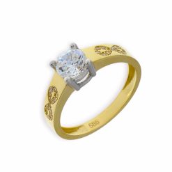 Gouden Damesring Solitaire Zirkonia 14 karaats