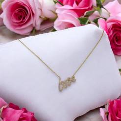 Alternative view of Gouden Ketting Love Hanger Zirkonia 14 karaats