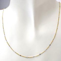 Gouden Bicolor Ketting Fantasie 1mm 45 cm 14 karaats