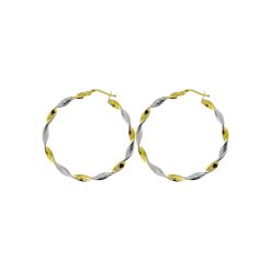 Gouden BiColor Wokkel Oorringen 33 mm 3.5 mm 14 karaats