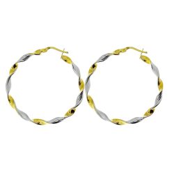 Gouden BiColor Wokkel Oorringen 44 mm 3.5 mm 14 karaats