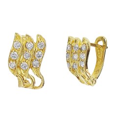 Gouden Klap Oorbellen 15 mm 10 mm Zirkonia 14 karaats