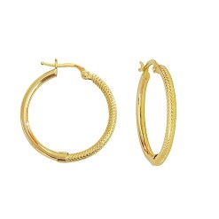 Gouden Oorringen Ronde Buis 25 mm 2.1 mm 14 karaats