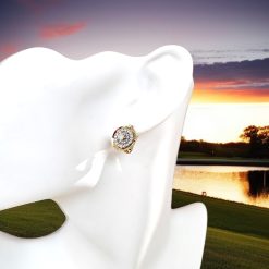 Alternative view of Gouden Ronde Klap Oorringen Fantasie 13 mm 13 mm Zirkonia 14 karaats