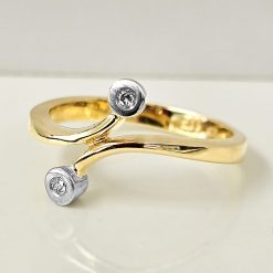 0.018ct Diamant Bicolor Gouden Damesring 14 karaats