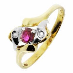 0.01ct Diamant Bicolor Gouden Damesring 14 karaats