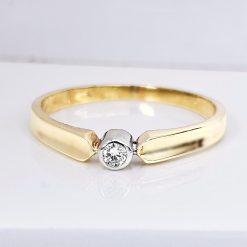 0.02ct Diamant Gouden Damesring Verlovingsring Aanzoeksring Subtiel 14 karaats
