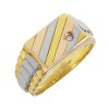 Gouden Herenring Zegelring Tricolor 0.02 ct Diamant 18 karaats