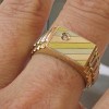 Gouden Herenring Zegelring Tricolor 0.02 ct Diamant 18 karaats 20250603 144114
