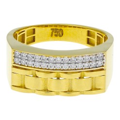 Gouden Herenring Zegelring Zirkonia 18 karaats