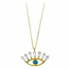 Gouden Ketting Turkoois Zirkonia Hanger 14 karaats